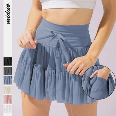 Womenu0027s half length skirt safety pants anti glare lace