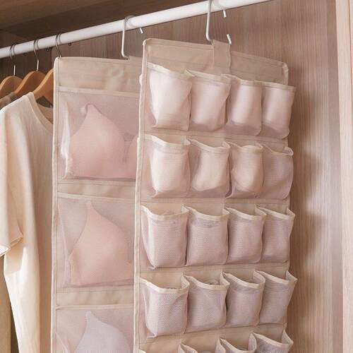Wall-mounted wardrobe bra and sock double-sided storage bag,
