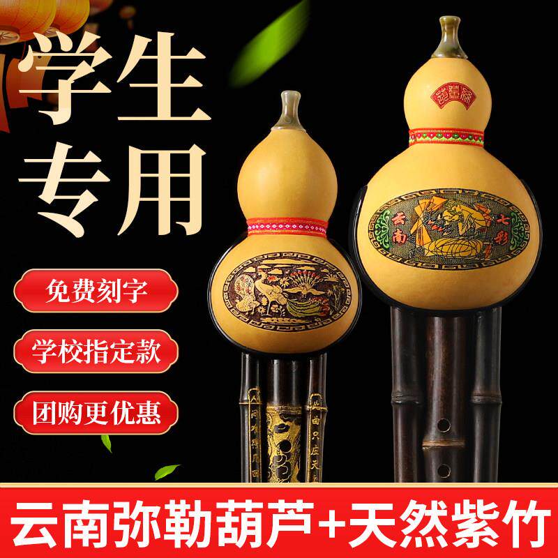 天然葫芦丝乐器初学者C调降BF调防摔儿童小学生专用紫竹七孔刻字