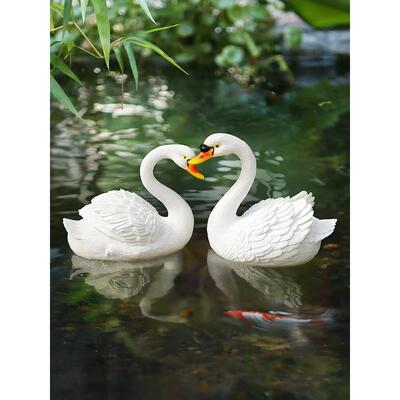 浮水天鹅装饰摆件园林假山鱼塘景观室外公园水池喷泉流水景观小品