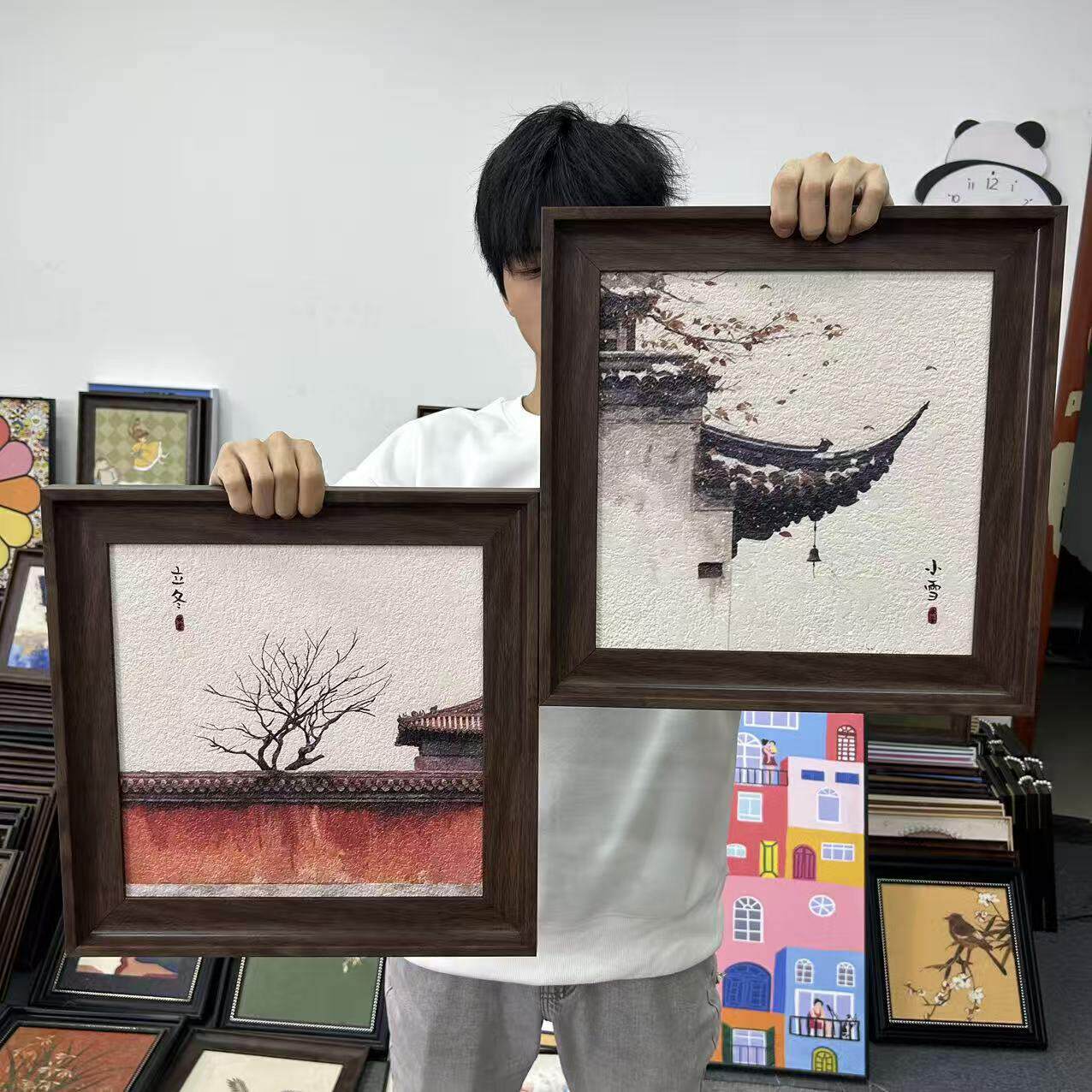 法式复古风格客厅餐厅玄关柜风景横版装饰画4040家居装饰画S136
