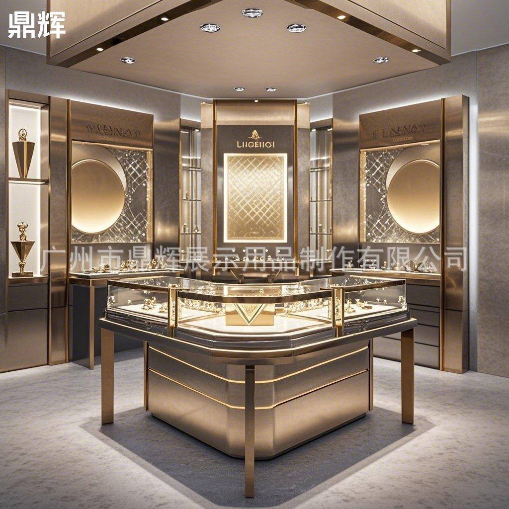 弧形圆形珠宝展示柜台商场中庭中岛柜珠宝店玻璃柜翡翠玉器首饰柜