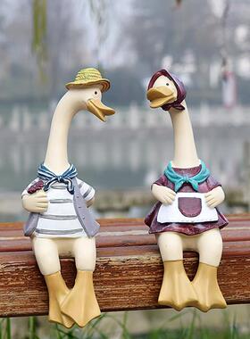 花园创意动物摆件树脂彷真工艺礼品摆饰户外情侣卡通鸭子兔子庭院