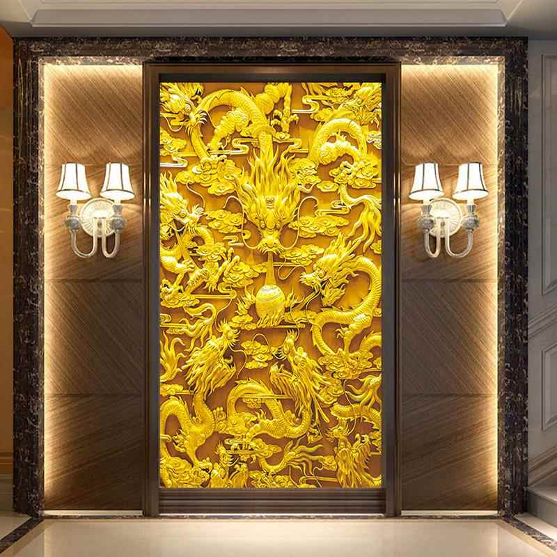 新中式客厅装饰画九龙图挂画玄关酒店黄金九龙戏珠国画霸气画