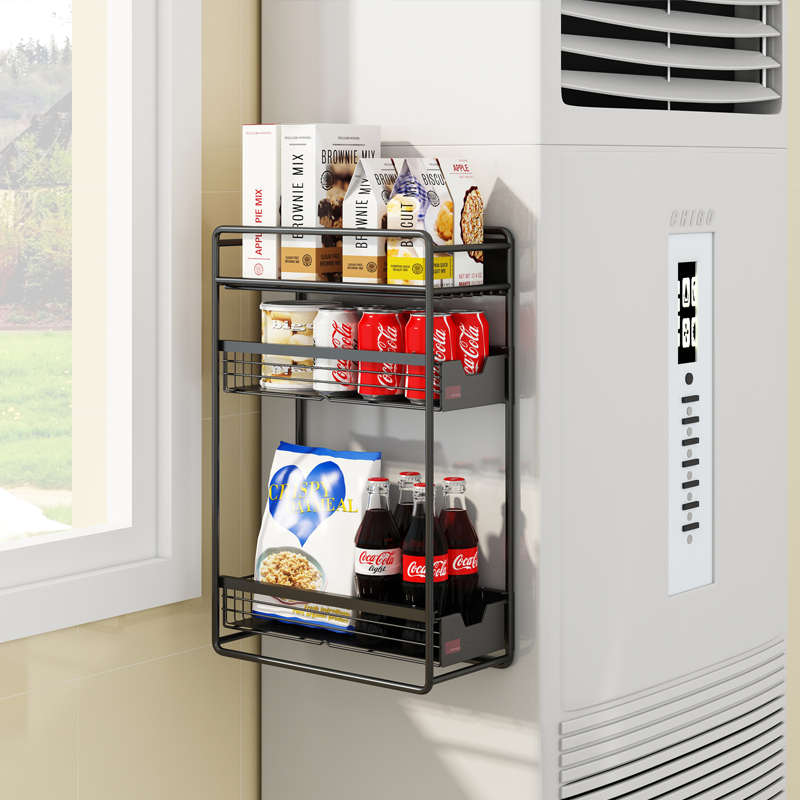厨房置物架磁吸侧挂冰箱架保鲜膜收纳架多层可侧拉放台面冰箱架子