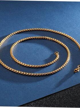 3mm Men's Stainless Steel Thick Golden Link Chain Neckla