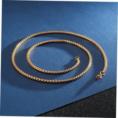 3mm Men's Stainless Steel Thick Golden Link Chain Neckla