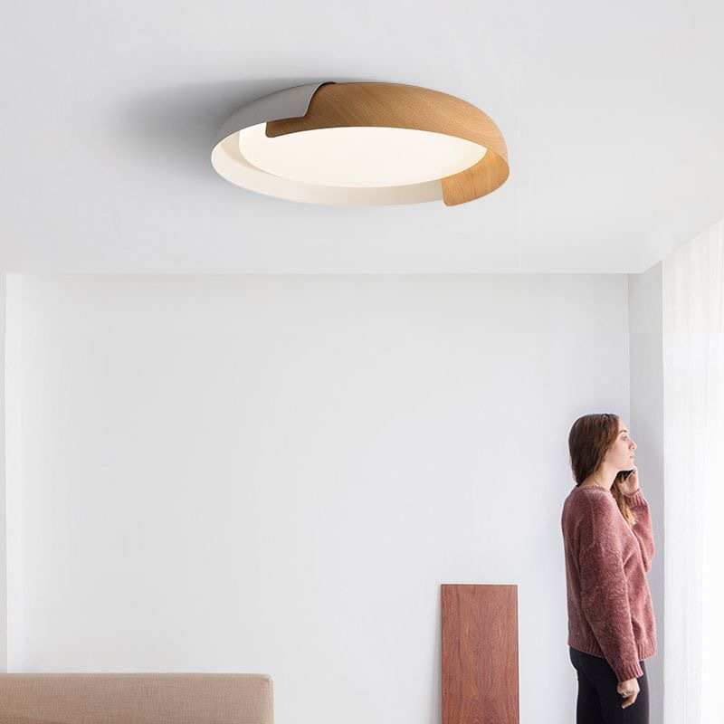 圆形风格卧室极灯吸顶灯灯具简简约黑白灯具创意北欧现代房间大气