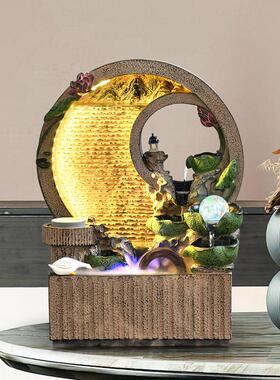 新式DCY莲池月水幕墙景假山循环流水观招中财开业夜乔迁装饰落地