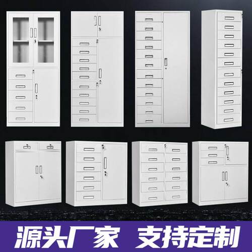 铁皮储物文件柜定制12斗24斗多斗抽屉柜厂家办公单门半截矮柜