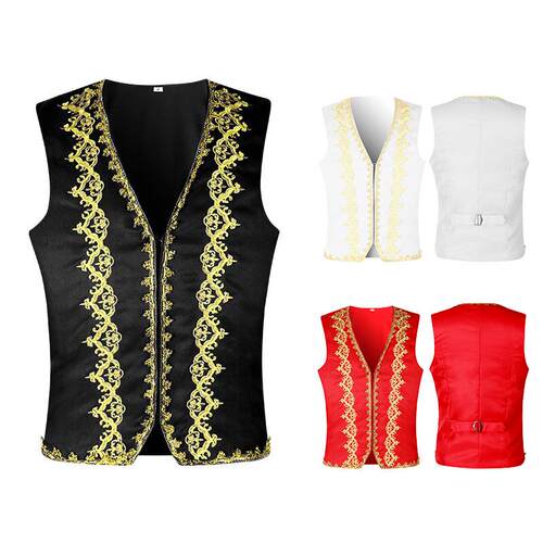 Men's V-neck printed vest jacket, formal dress, trendy