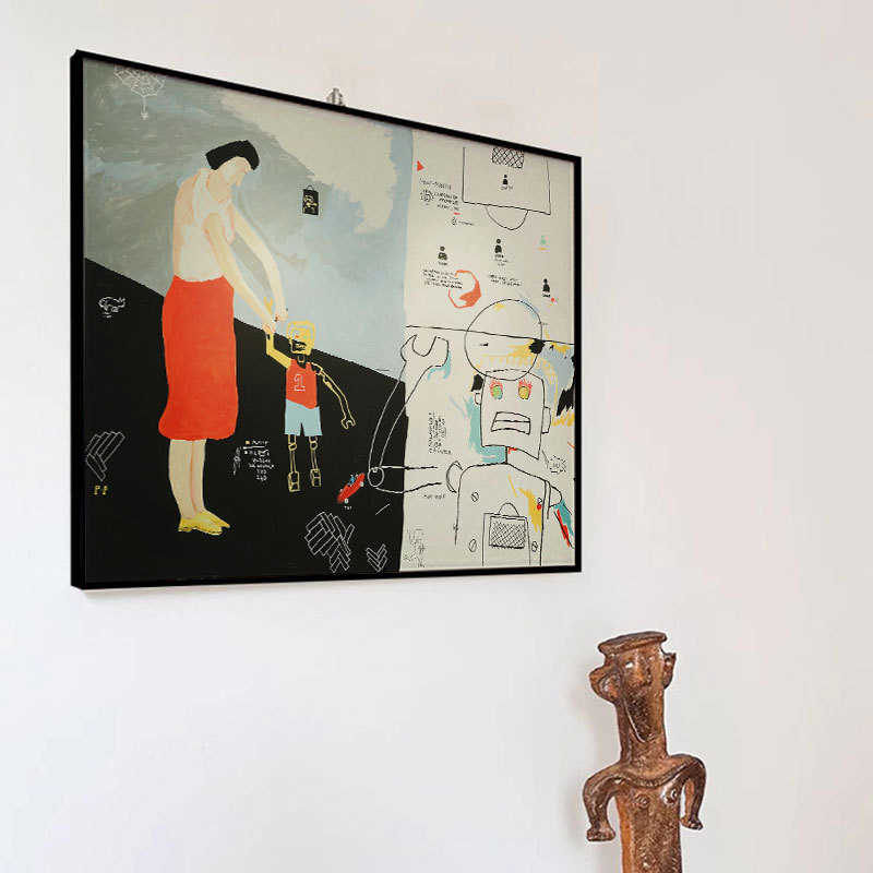 艺术家抽象卡通newmasus画玄关趣味艺术挂画餐厅卧室客厅装饰油画