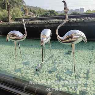 恒大地产现代楼盘水池景观抽象不锈钢雕塑火裂鸟户外装 饰小品摆件