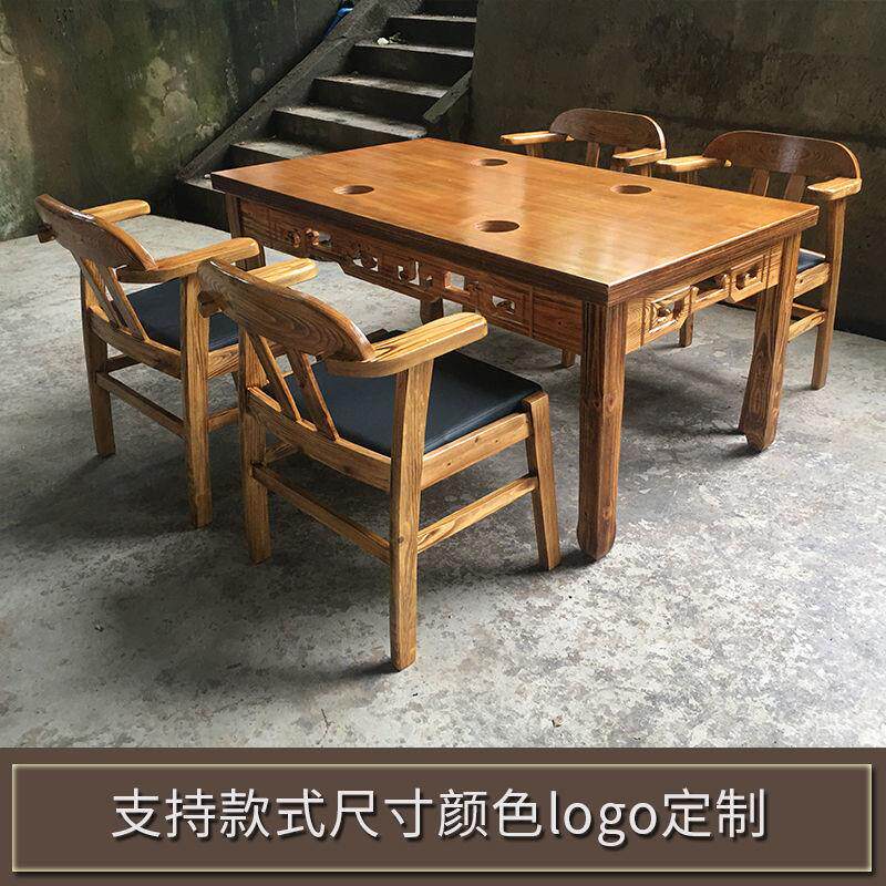 用中式餐桌陕西罐罐桌多子尺寸甘肃罐罐茶桌椅商小吃茶店桌椅8888