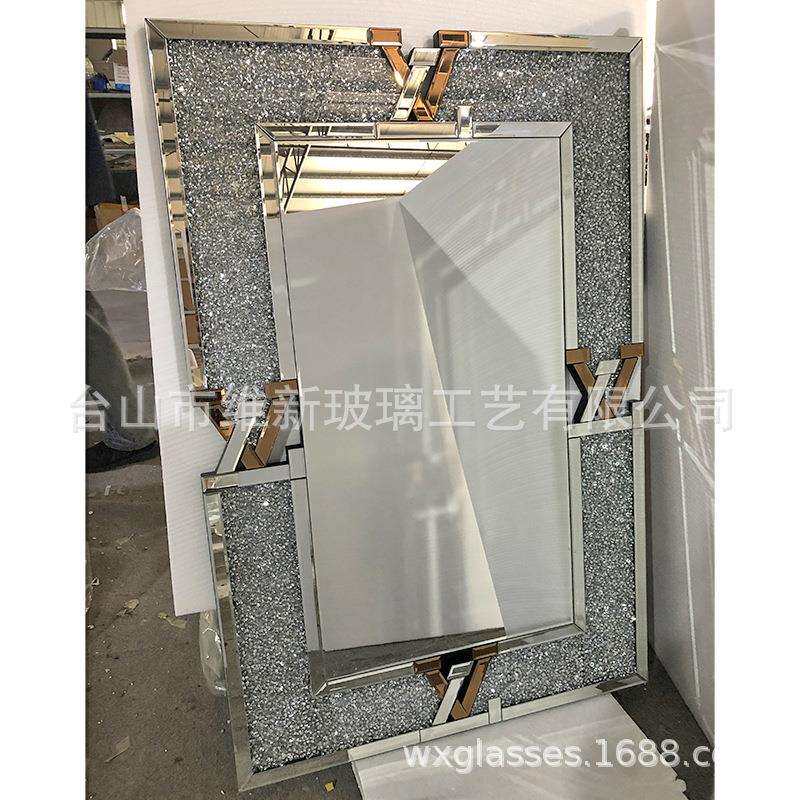 热卖现代简约品质银镜玻璃客厅酒店大堂装饰艺术长方形闪闪挂镜
