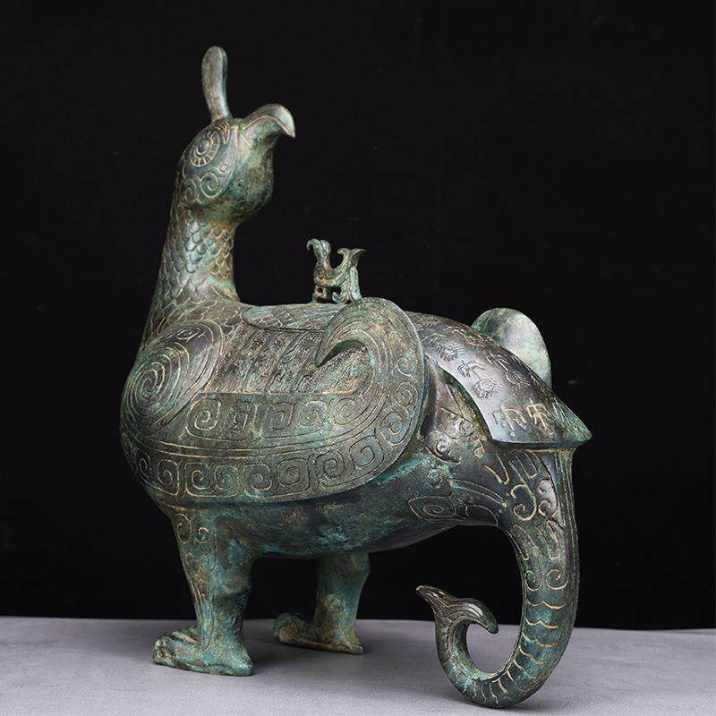 山西晋侯鸟尊~古摆件青铜器酒器纯铜家居工艺品博古架古玩收藏
