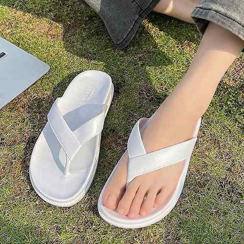 韩国INS情侣人字拖鞋男夏黑色户外夹趾凉拖男女款厚底防滑沙滩鞋