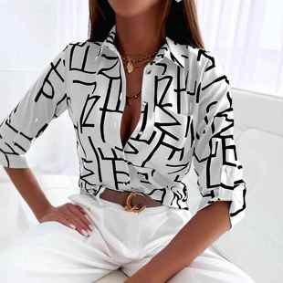 Tops Casual Tunic Neck Dress Shirt Sleeve Loose