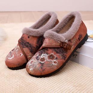 民族风毛加绒加厚妈妈棉鞋 时豆豆鞋 一脚尚蹬百搭 203秋冬2新款 正品