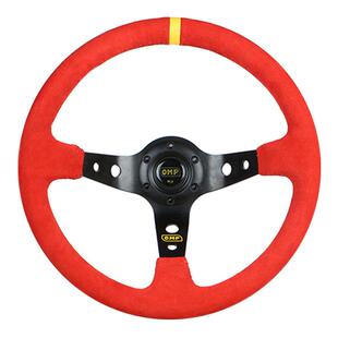 350MM仿赛车竞技通用方向盘 14寸 汽车改装 OMP方向盘红色磨砂皮