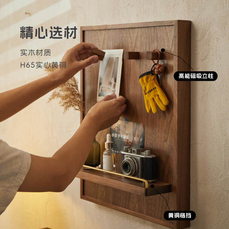 式电表箱遮丑画中 黑胡桃木电闸箱物架置 实木电表箱装饰 新中式