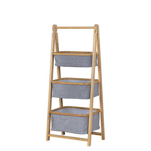 可折叠收纳筐脏衣服收纳篮家用洗衣篮双层脏衣篓竹布收纳架代发