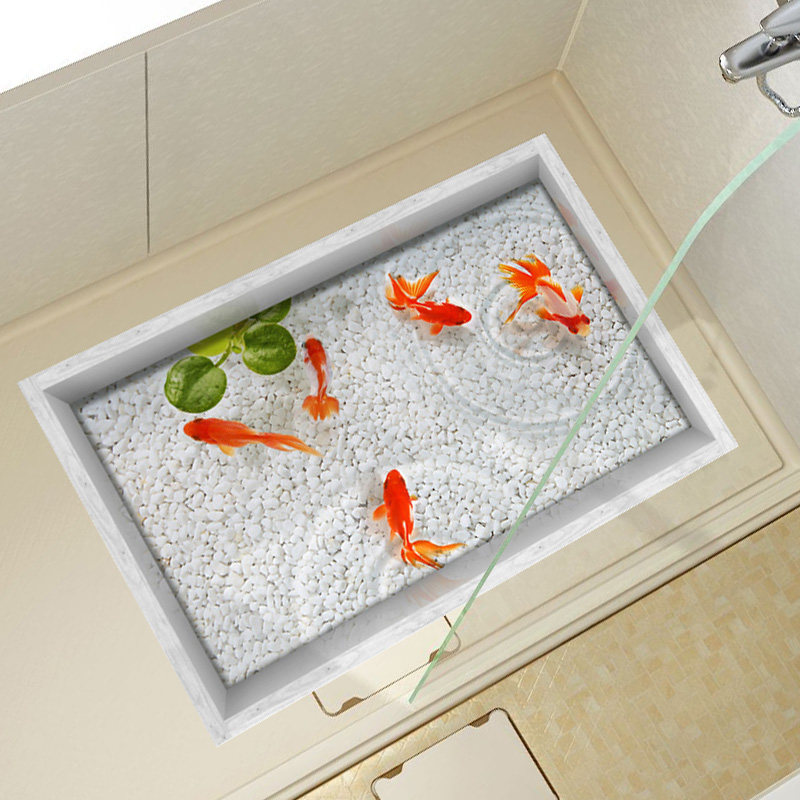 3d立体墙贴厨房地板贴画洗手间浴室防水耐磨地砖贴门口防滑地贴