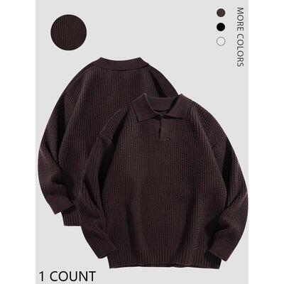 N 90476 Polo Neck Solid Color Sweaters 纯色毛衣