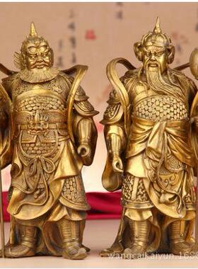 铜门神铜像人物雕像摆件大号铜尉迟恭秦琼铜像左右护法大将