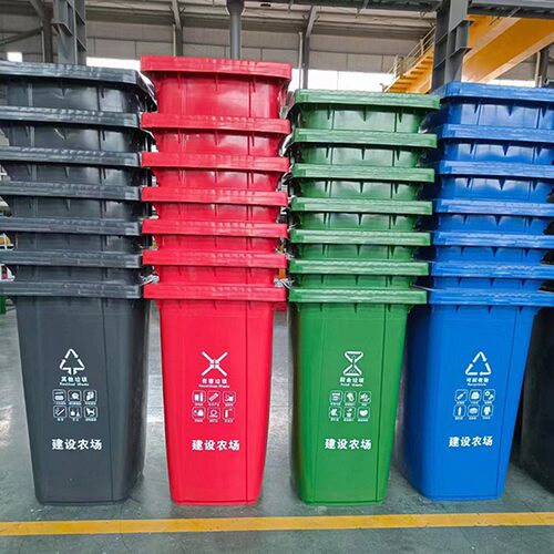 户外垃圾桶物业商用大号干湿分类240升8环卫室外箱带盖轮大型