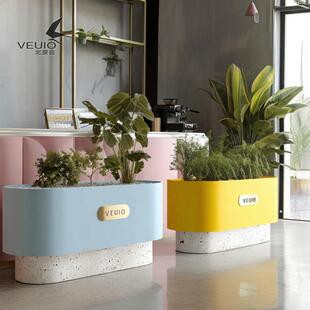 餐饮店咖啡厅绿化铁艺花箱奶茶店户外门口绿植种花坛隔断围栏