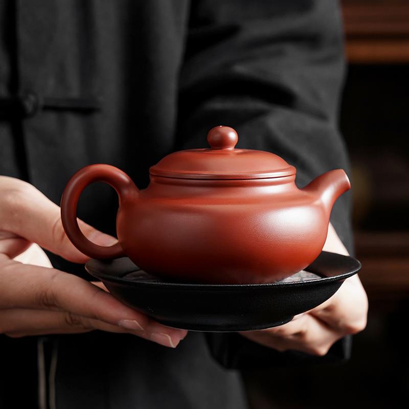 黑陶墨彩速干吸水茶盘家用茶具托盘复古壶承圆形干泡台国潮茶壶垫