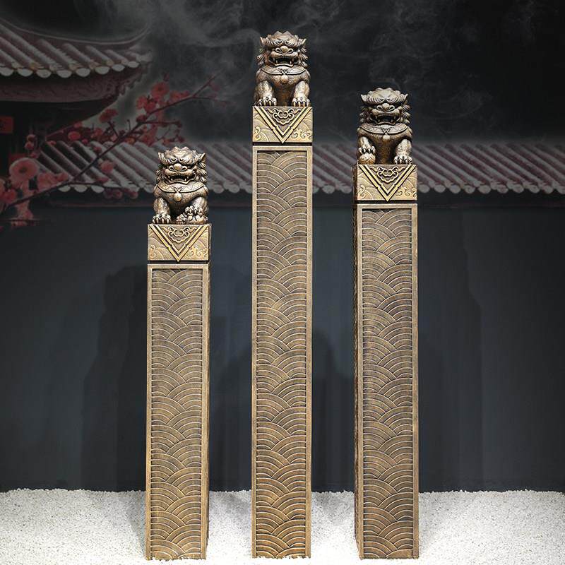 中式彷石雕狮子栓马柱别墅民宿门口庭院花园招财貔貅麒麟装饰摆饰