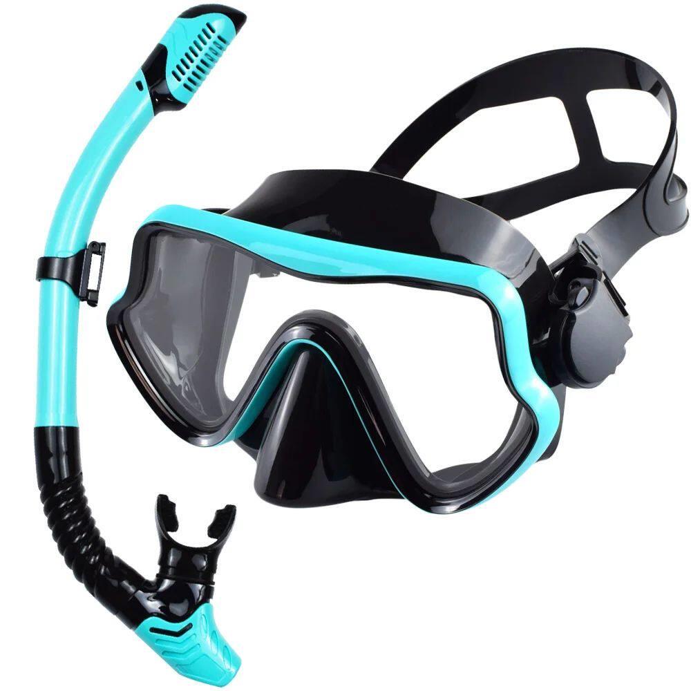 Scuba Diving Mask Snorkel Set For Adults Tempered Glass Prof - 实物图