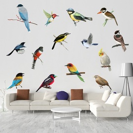 小鸟装饰墙贴画喜鹊树枝鹦鹉墙贴客纸厅卧室儿童房装饰画墙贴