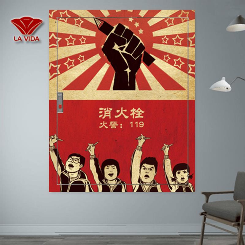 消防栓遮挡贴画电表箱贴纸复古怀旧装饰画客厅卧室防水防晒墙贴画图片