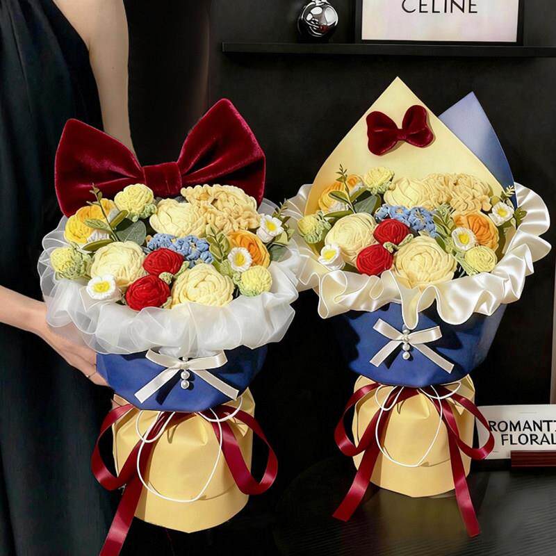 白雪公主针织花束手工编织毛线花成品女生生日礼物送女友闺蜜毕业