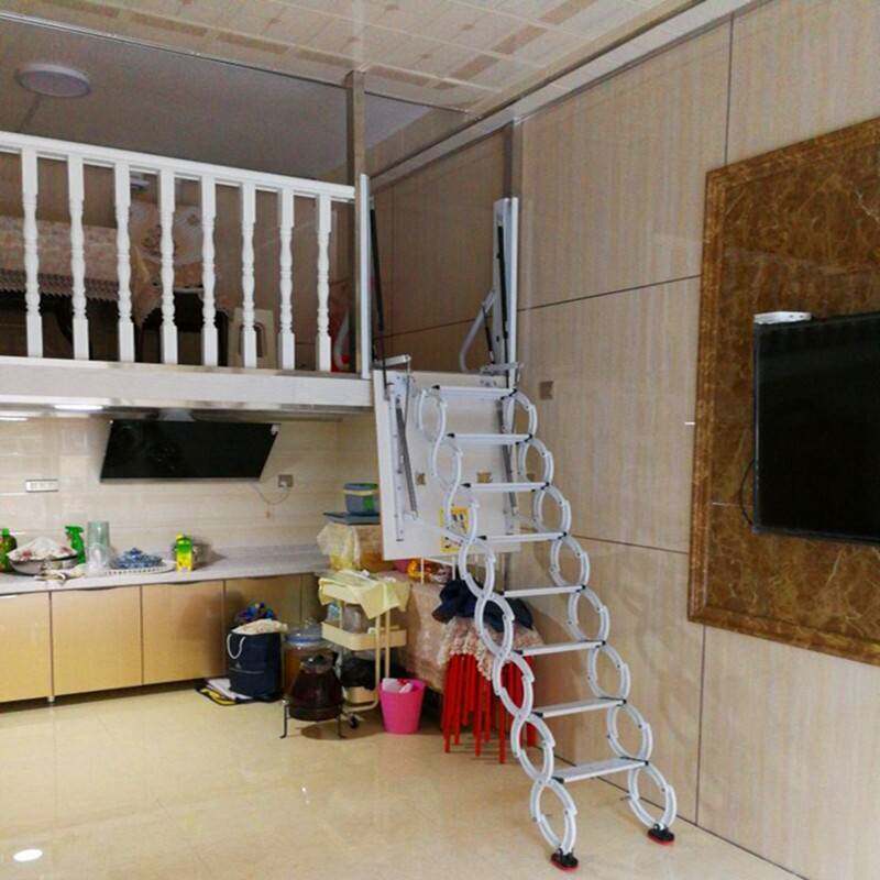 侧装阁楼伸缩楼梯家用室内隐形折叠收缩升降隔层吊铺复式定制梯子