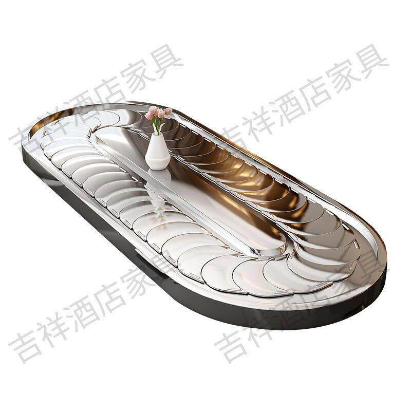 长方形椭圆传送带不锈钢餐桌电动转盘 旋转小火锅传送设备展工厂
