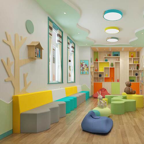 幼儿园培训机构休息等候区商场大厅软包长条形办公室卡座沙发组合