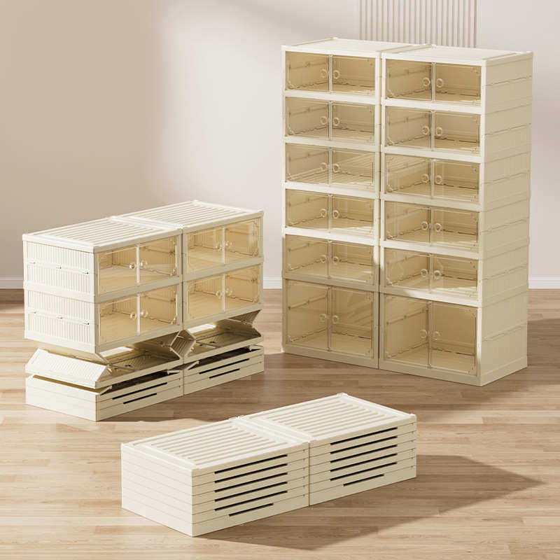 折叠鞋柜免安装一拉就用大容量多层家用塑料透明收纳鞋盒一件起批,收纳整理,鞋子收纳架,淘宝优惠券,粉丝福利购,淘宝优惠卷