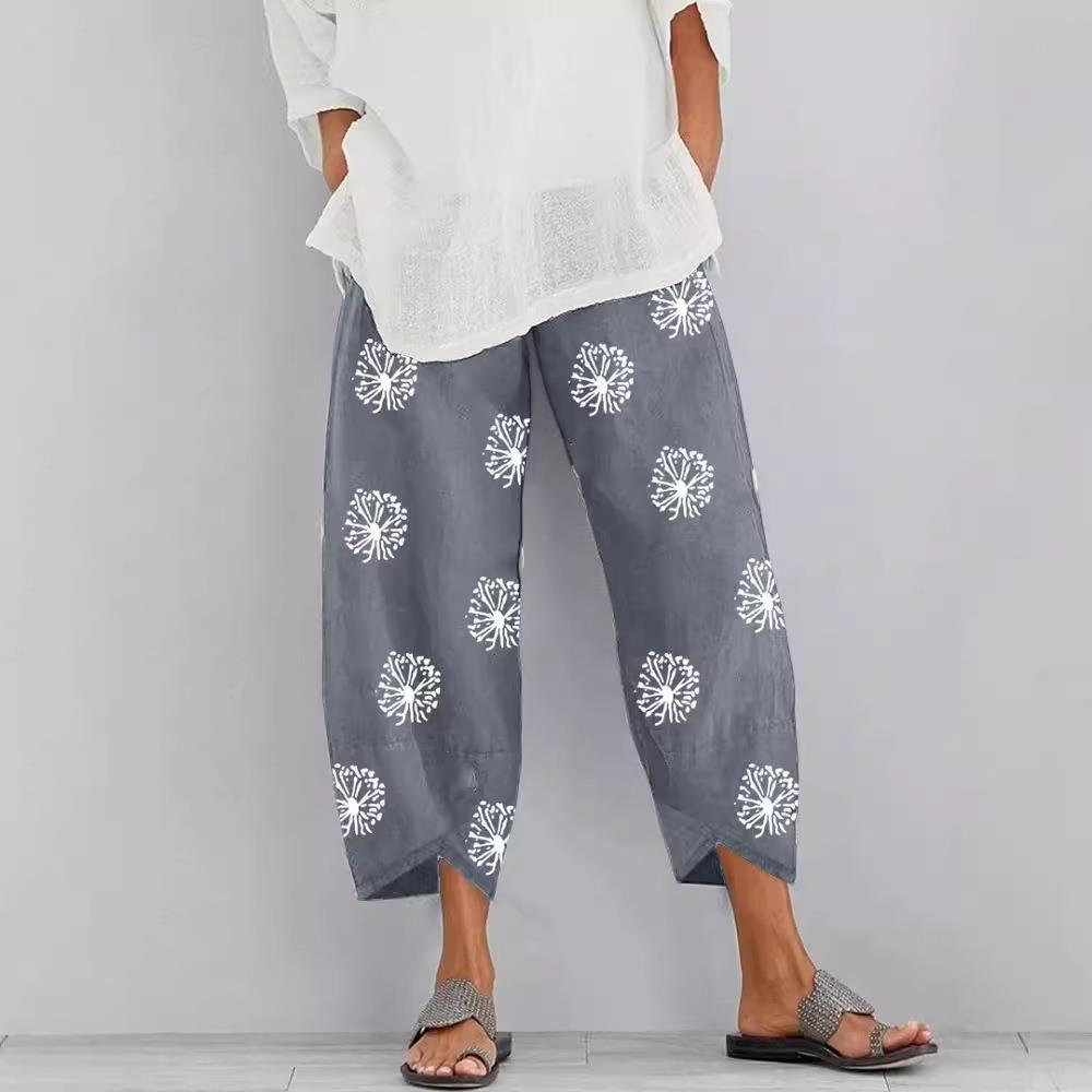 Pants Size Large Waist Elastic Nine-Point Commuter