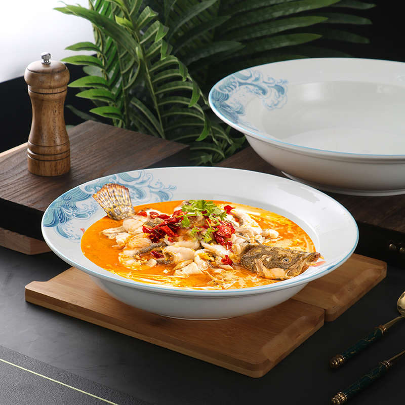 陶瓷餐厅水煮鱼酸菜鱼盘子菜盘菜碟酒店餐具凉菜盘商用
