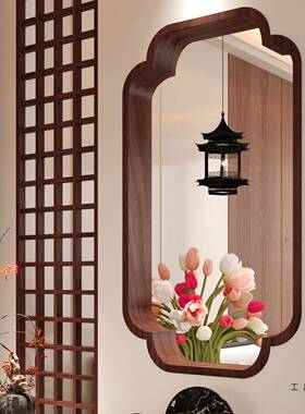 宋式学F99S96T6格小轩窗复古风美宋代实风木海棠角茶室客厅入户门