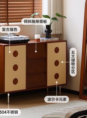 复YTD实木中餐边边柜音响古厅多功能餐厅收纳拼色古置物客储物柜