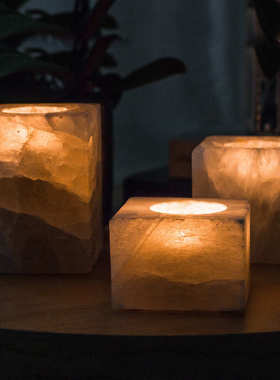 方糖矿石烛台石膏矿石浪漫香薰烛台现代简约酒吧西餐民宿家居光源