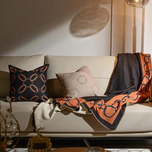 简约垫CYB棉羊客绒印花抱枕厅沙发护腰轻奢H马方靠枕芯