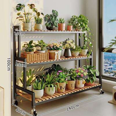 花架置物式架AL100217阳台花盆架子客厅落新地移动款多层多肉花托