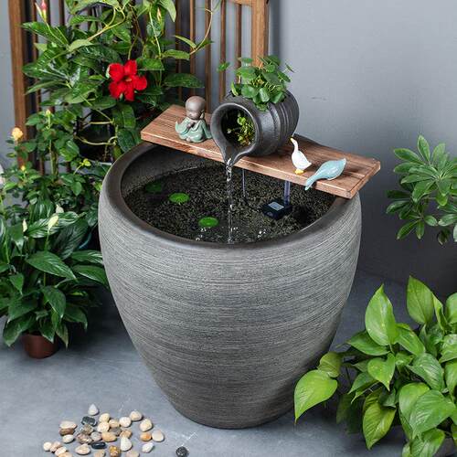 客厅水缸循环加高造景鱼缸金鱼缸流水罐陶瓷老式养大缸阳台陶