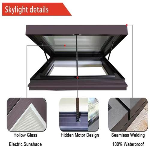 铝合金电天中空电动天窗钢化玻璃遮智能遥控阳光房屋动顶窗采光通